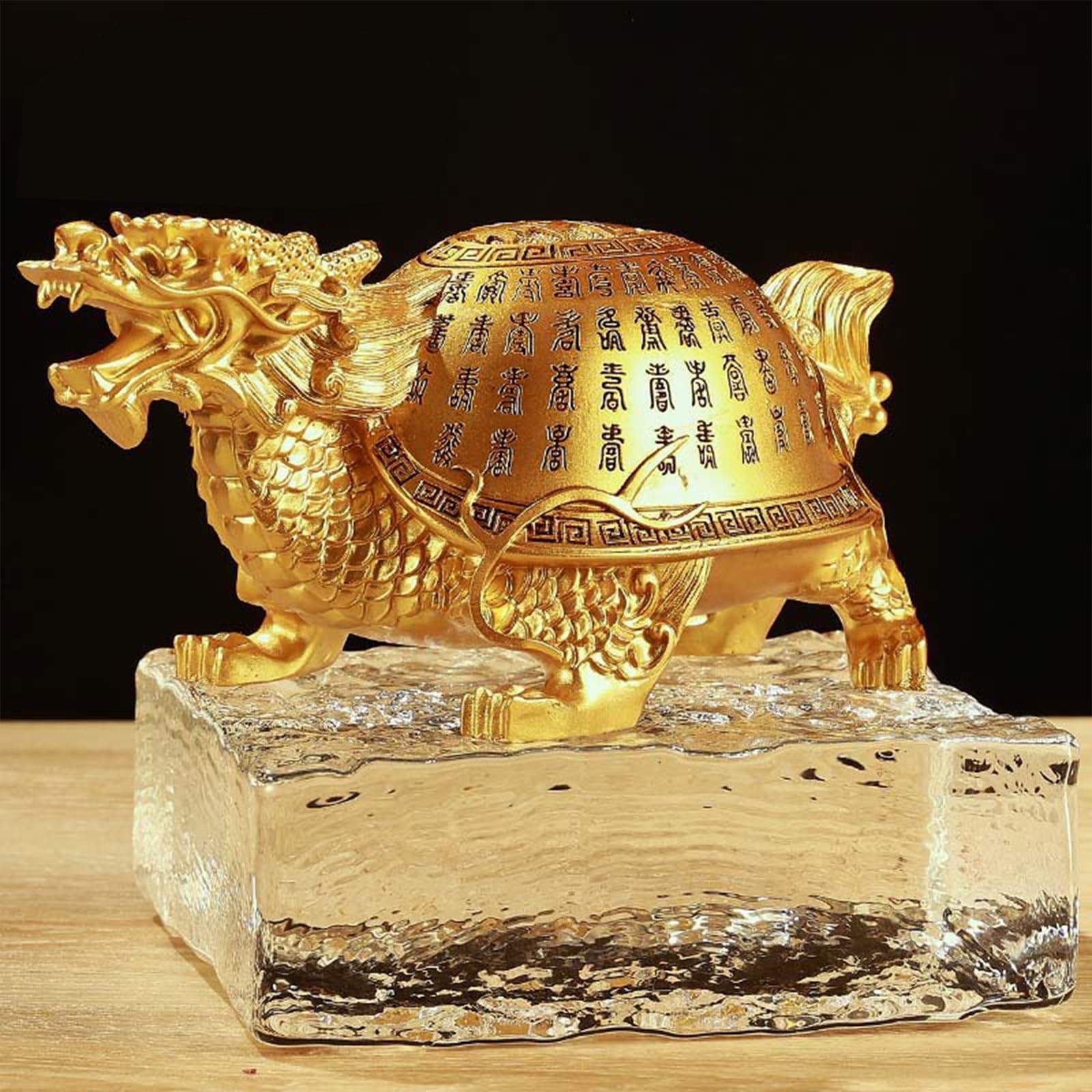 Amazon.co.jp: 風水 ドラゴン 亀 亀像 長寿 亀像 樹脂 ゴールデン